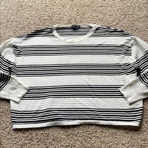 Theory Striped Black and  cream cropped Sweater size M